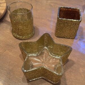 Gold Glitter Glass Vases Bundle